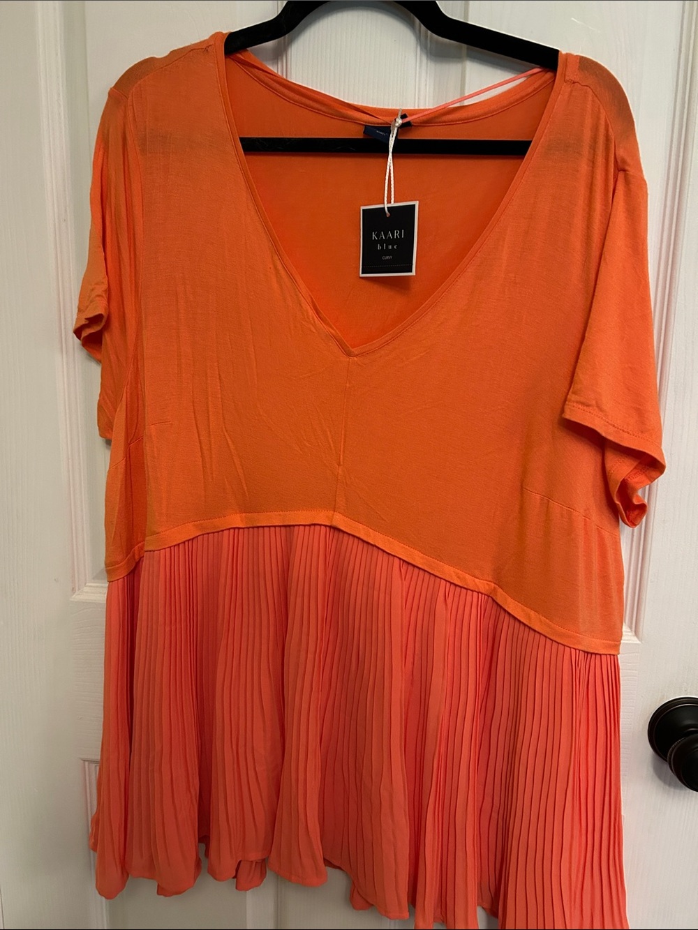 KAARI NWT Coral Pleated V-Neck Top